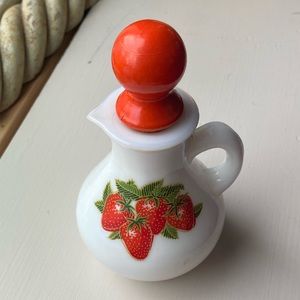 Avon Milk Glass Strawberries & Cream Decorative Pitcher